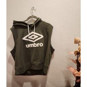 Umbro Olive Green Sleeveless‎ Hoodie, Size XL cropped